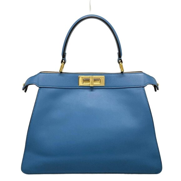 Auth FENDI Peekaboo I See U Medium 8BN321-A6V3 Light Blue Nappa Leather - Picture 1 of 16